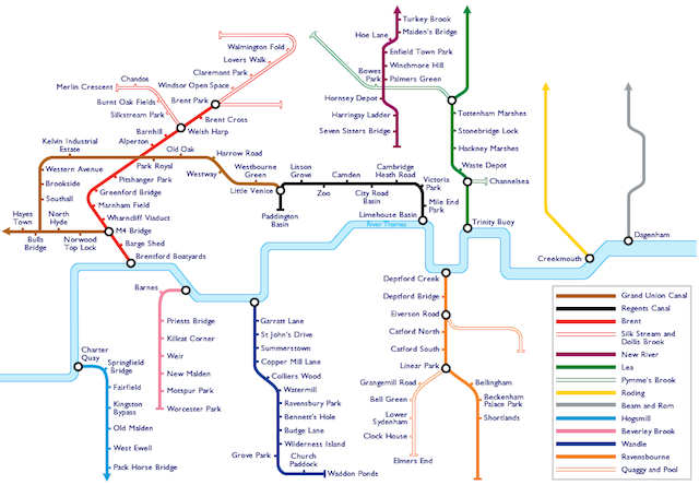 Mapa dos Rios de Londres, Tube-style